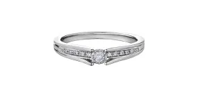 10K White Gold  Centre Diamond w/ Diamond Shoulder Stone Engagement Ring