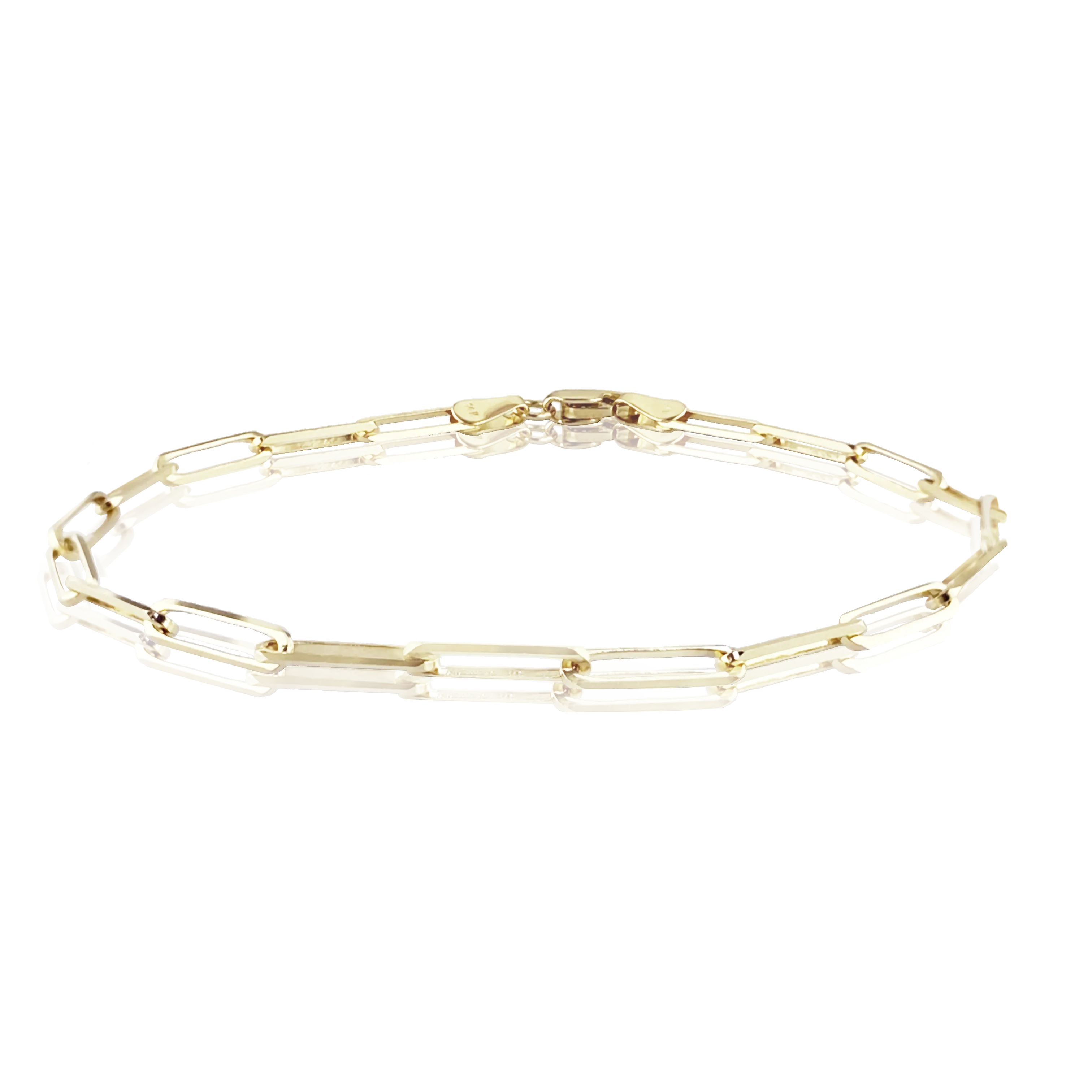 14K 2.1MM YELLOW GOLD PAPERCLIP CHAIN BRACELET