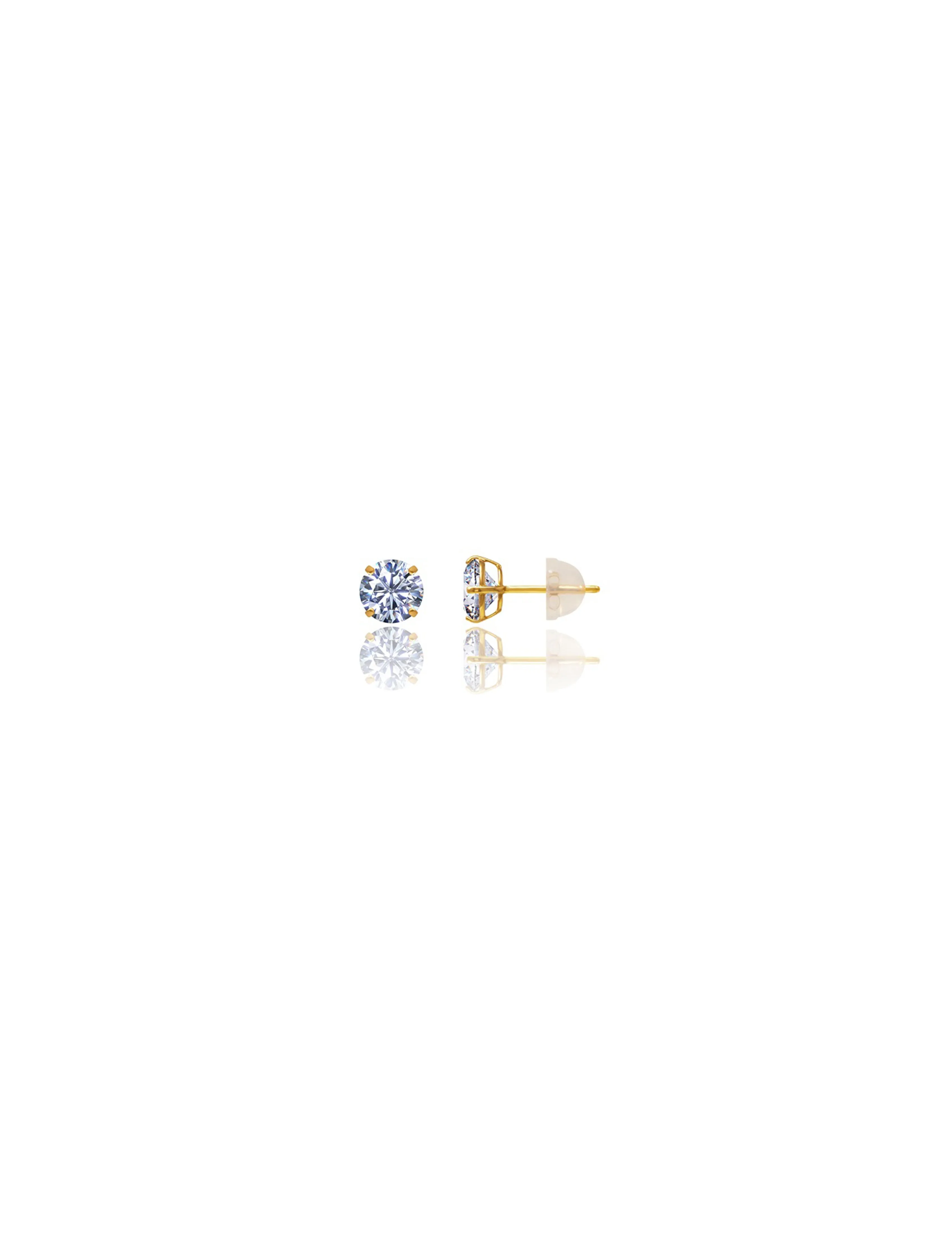 14K Yellow Gold 5MM Round CZ Pushback Stud Earrings