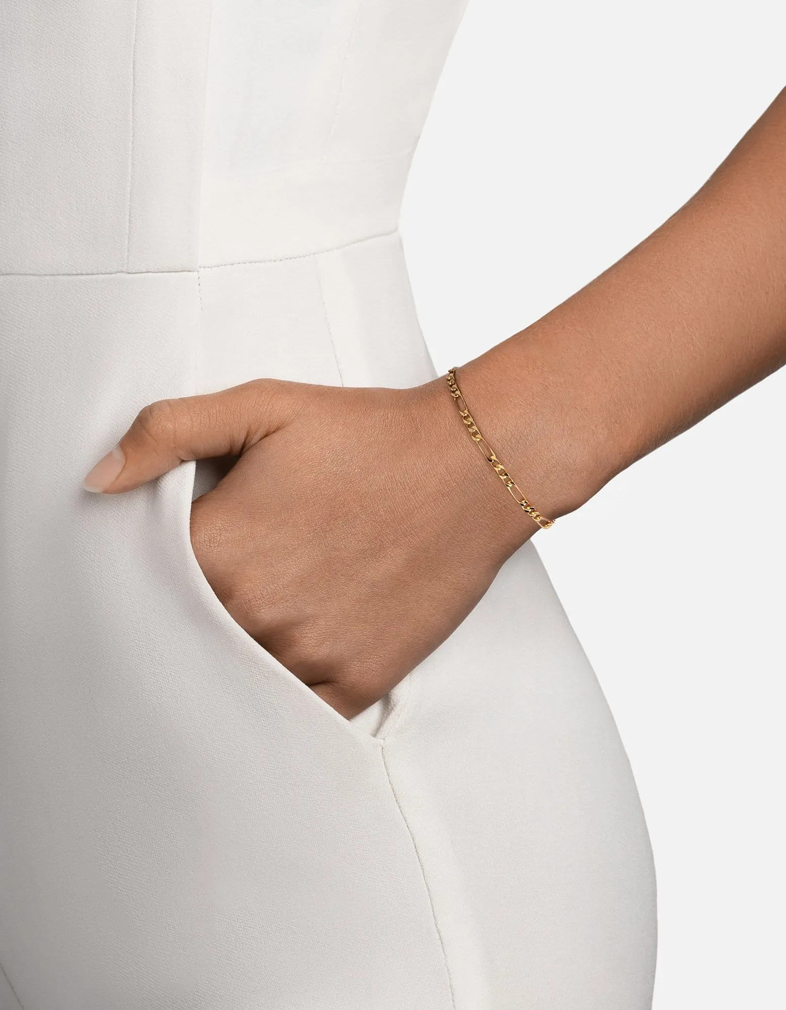 3mm Figaro Chain Bracelet, Gold Vermeil