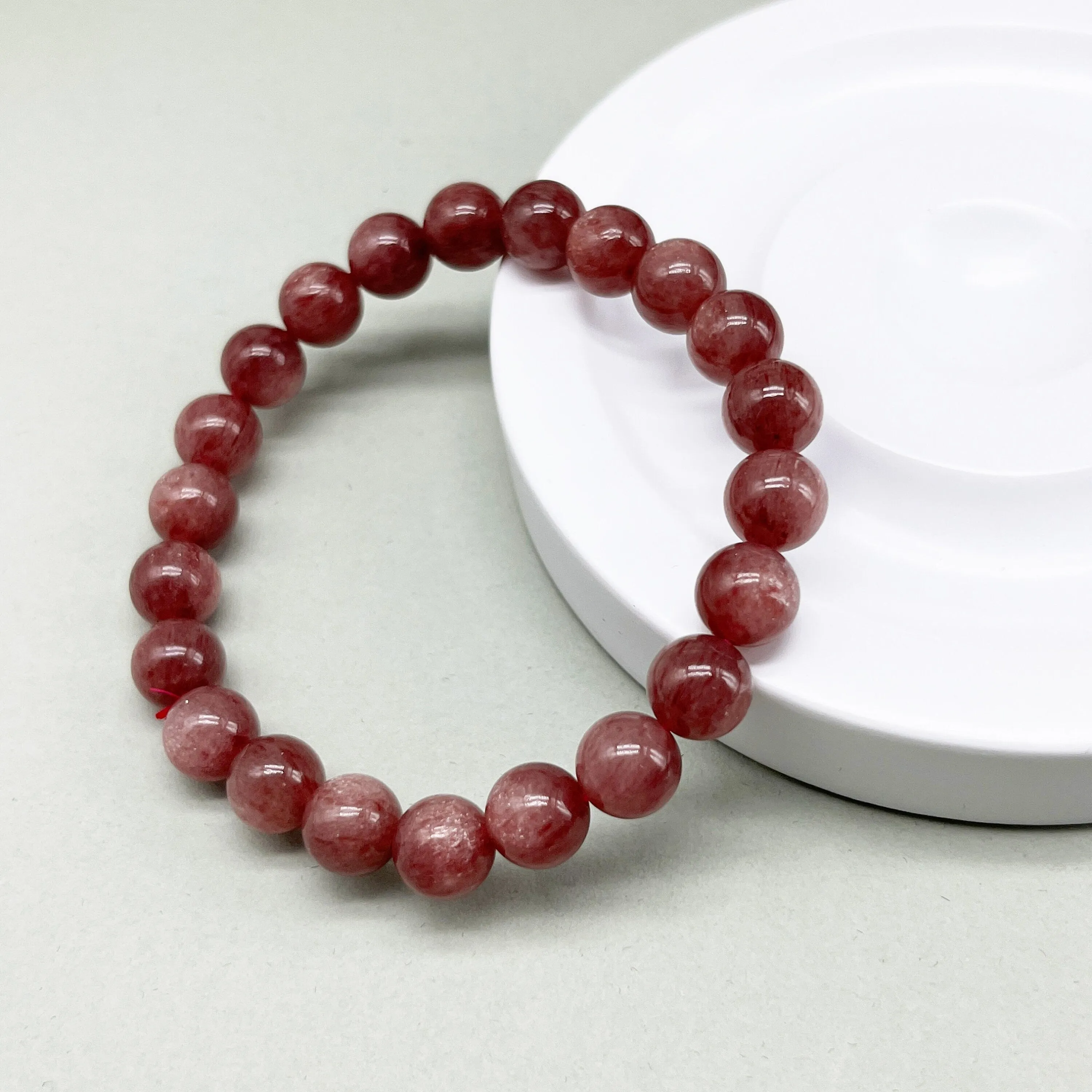 8mm/10mm Cherry Strawberry Quartz Bracelet 6mm Beads Lab Stretchable Elastic Bracelet Cherry Quartz Crystal Gemstone