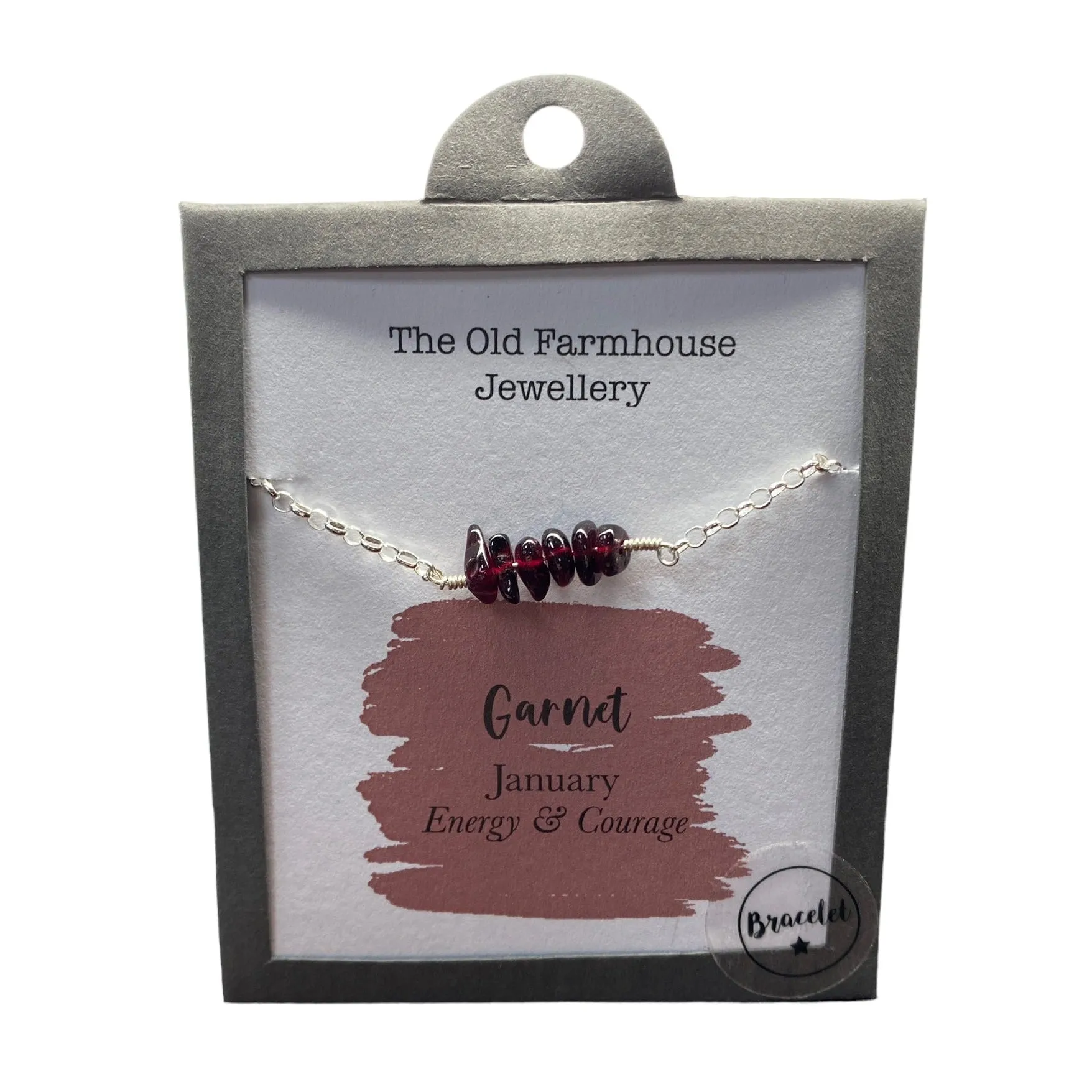 925 Silver & Garnet Set January Birthstone 8" - 9" Bracelet
