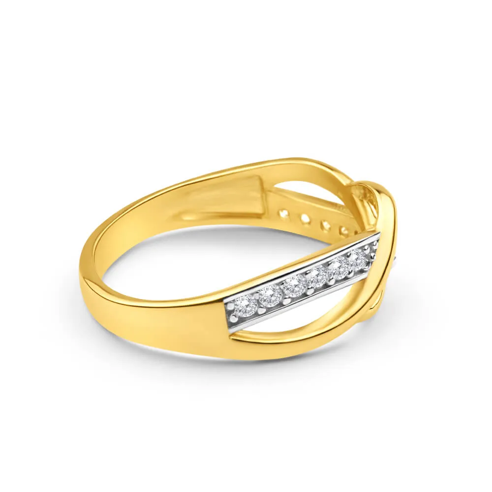 9ct Elegant Yellow Gold Cubic Zirconia Ring