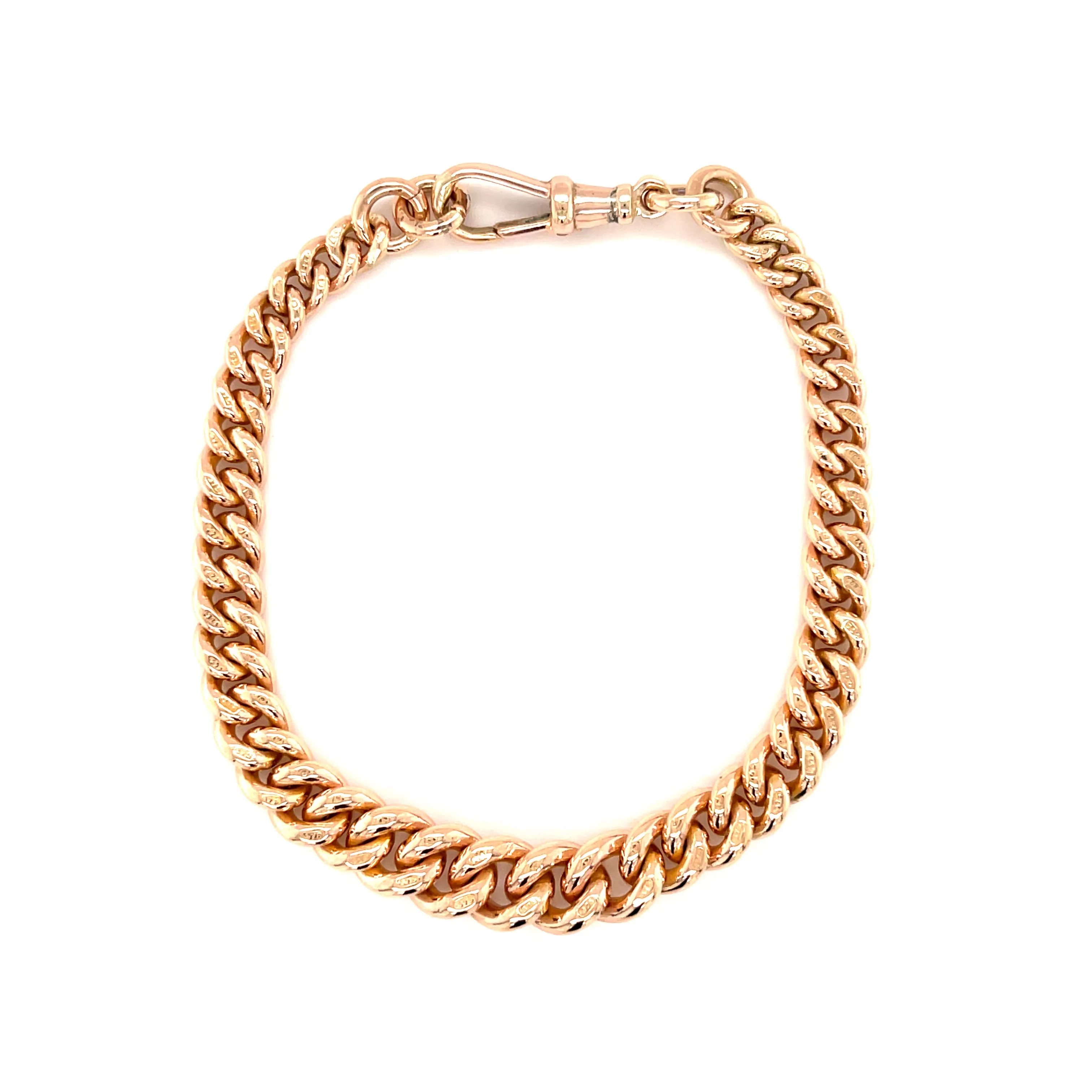 9ct Rose Gold 8.5" Graduated Antique Albert Bracelet - 28.40g