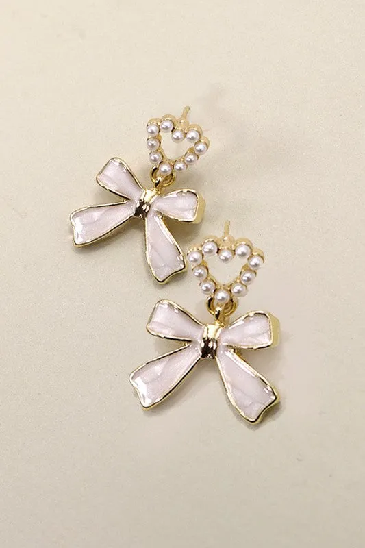 Adorable Heart & Bow Earrings