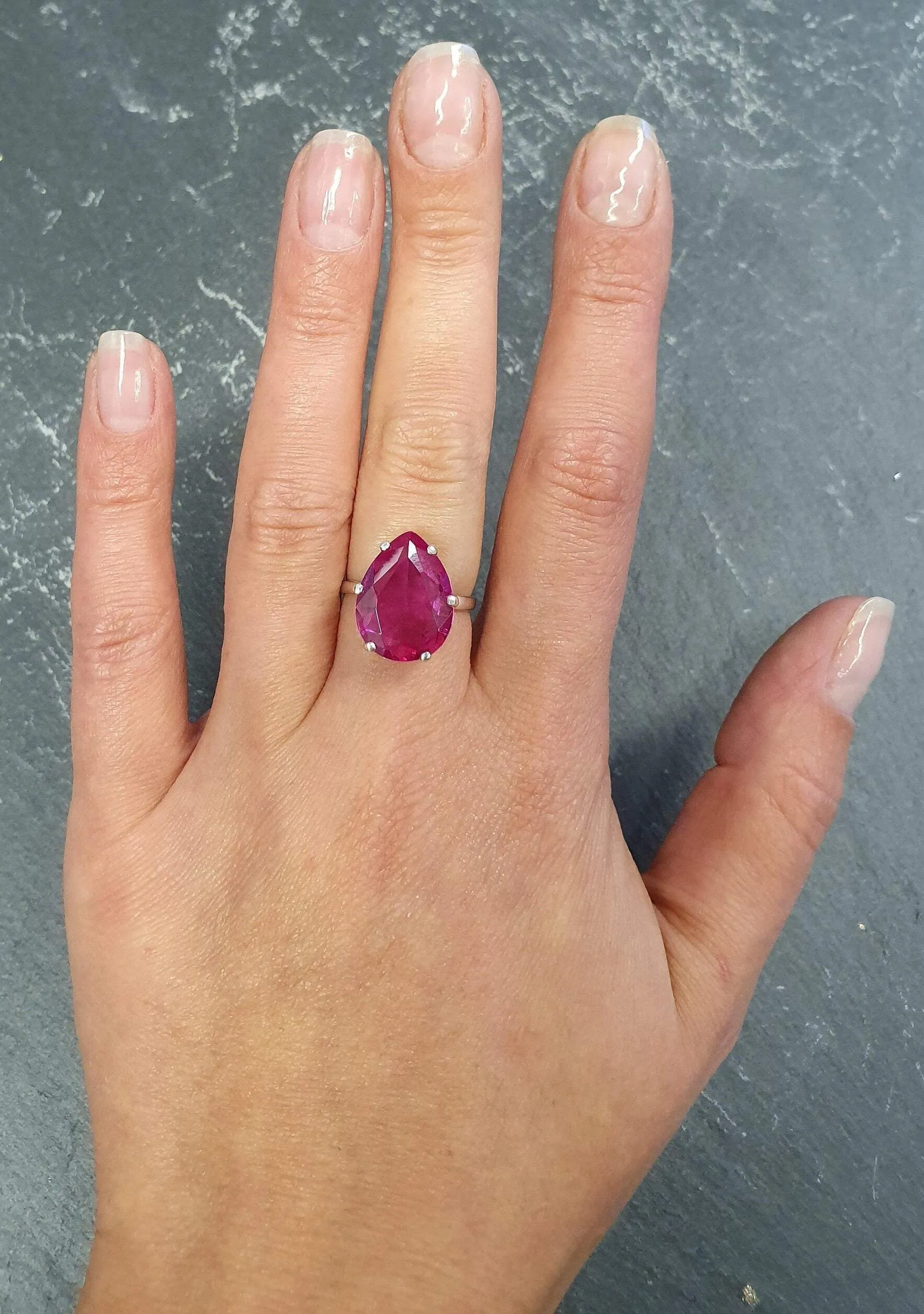 Alexandrite Statement Ring - Teardrop Ring - Pink Gemstone Ring