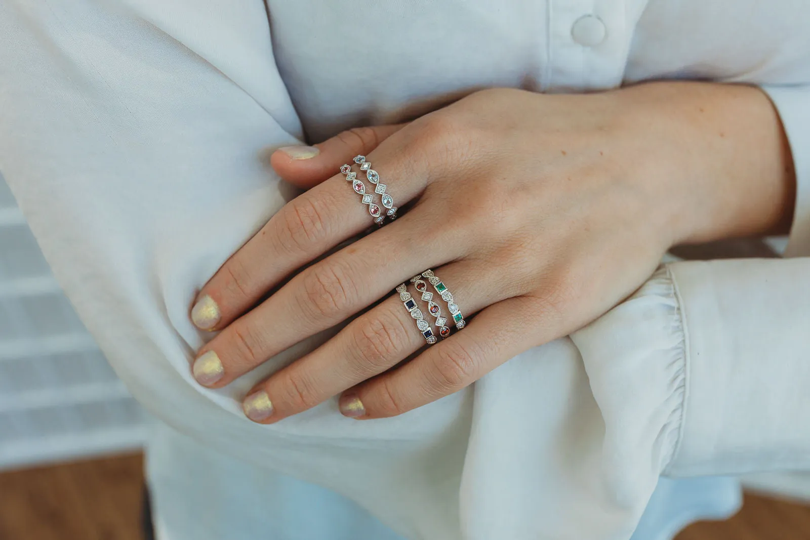 Amethyst   Diamond Stackable Band - Multiple Options