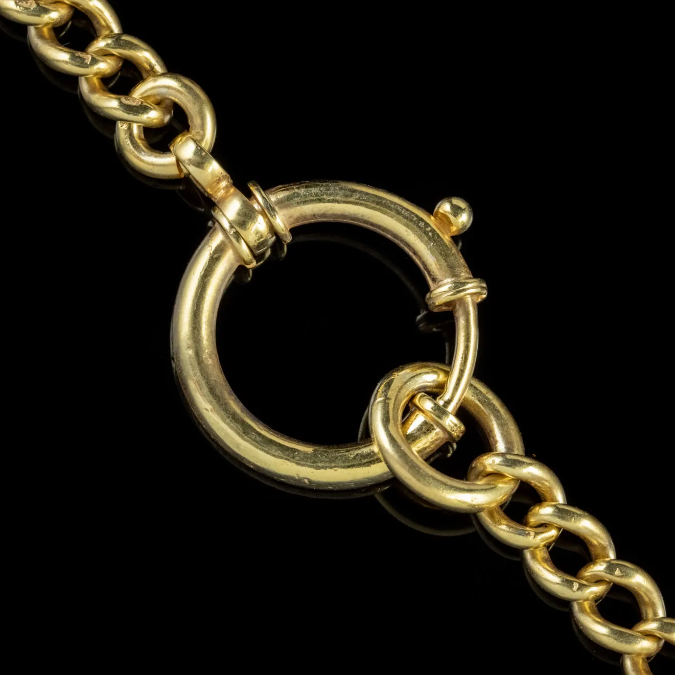 Antique Victorian Albert Chain 18Ct Gold On Sterling Silver Circa 1900