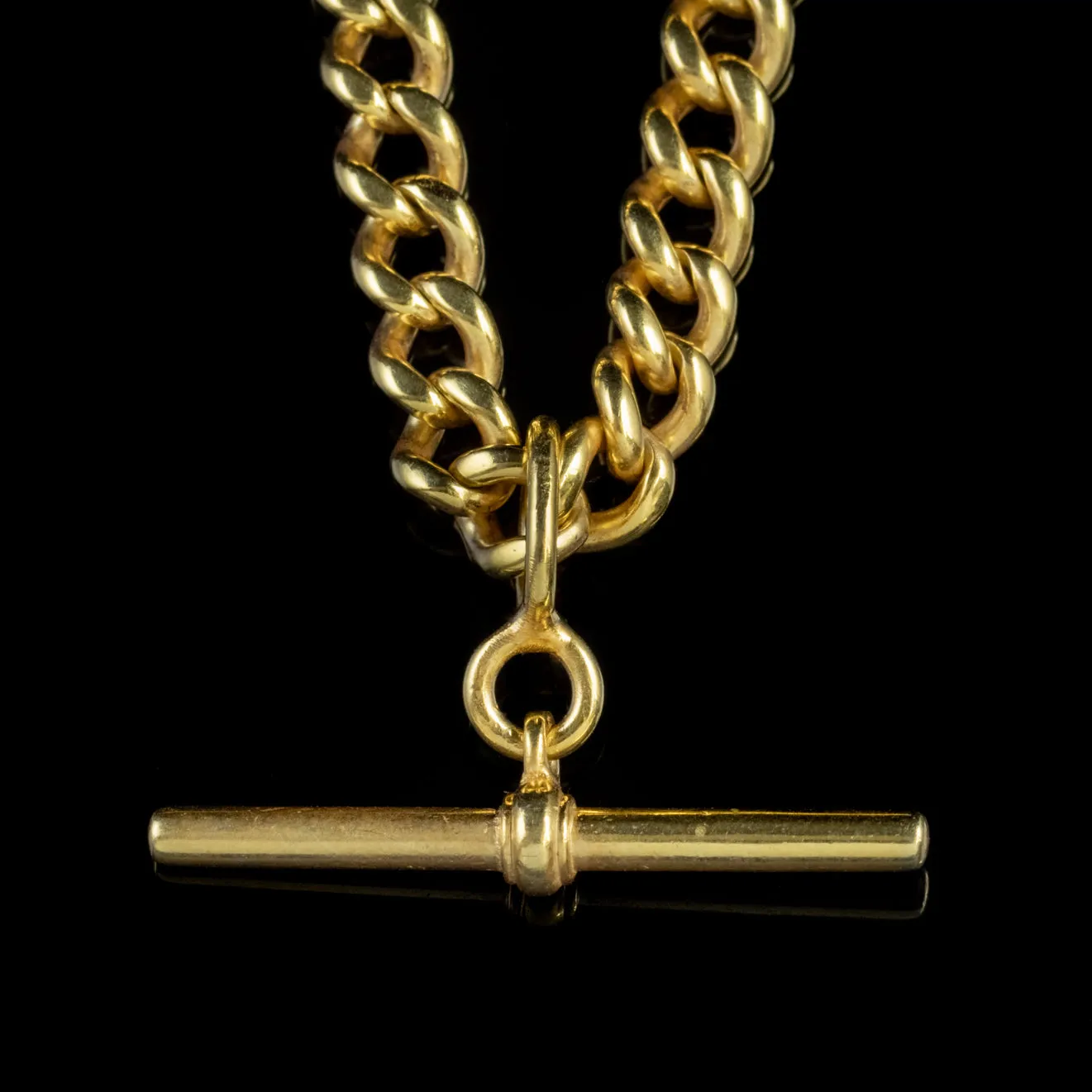 Antique Victorian Albert Chain 18Ct Gold On Sterling Silver Circa 1900