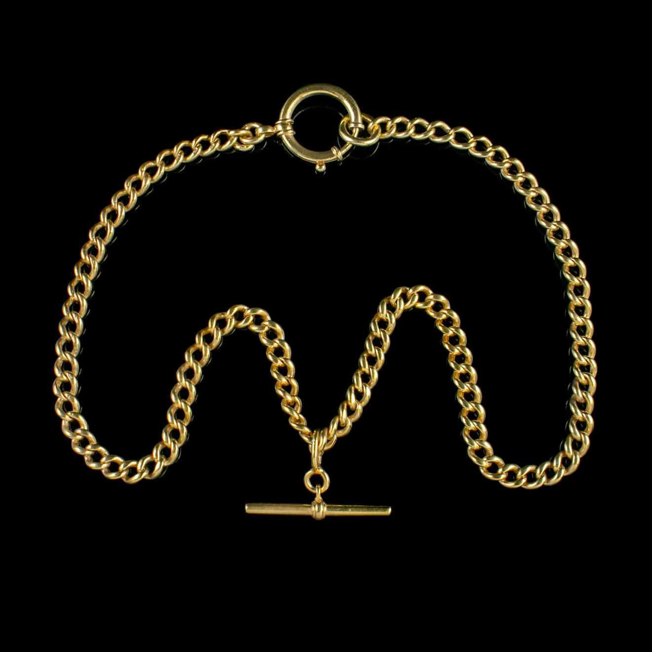 Antique Victorian Albert Chain 18Ct Gold On Sterling Silver Circa 1900