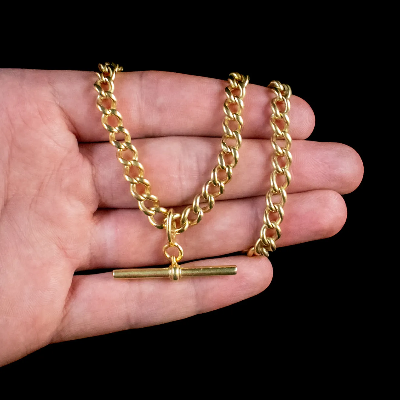 Antique Victorian Albert Chain 18Ct Gold On Sterling Silver Circa 1900