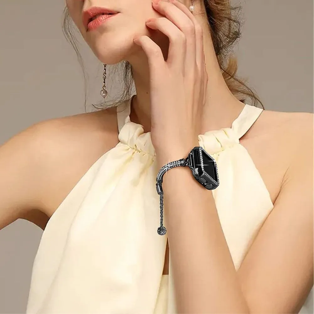 Apple Watch (45mm) shiny rhinestone décor watch strap   cover - Black