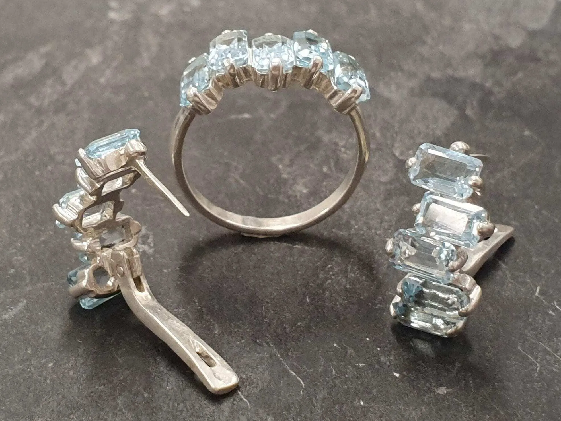 Blue Topaz Ring - Blue Baguette Band - December Birthstone Ring