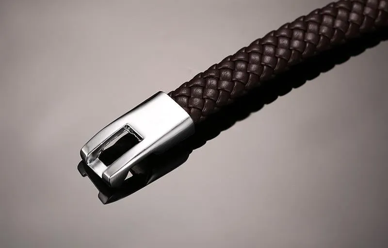 Braided Leather Coffee Bracelet