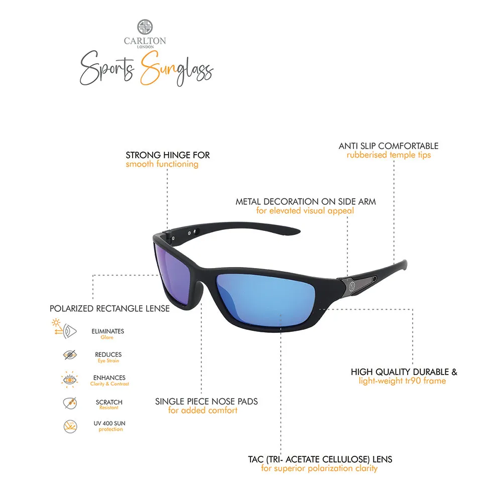 Carlton London Premium Black Toned Polarised And Uv Protected Lens Sports Sunglasses For Men