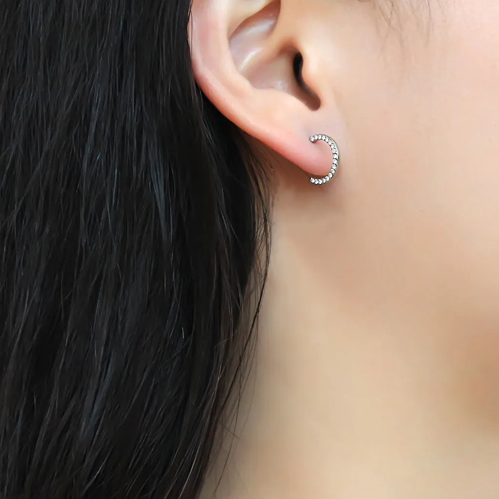 CJ079 Wholesale Women's Stainless Steel AAA Grade CZ Clear Cuff Earrings