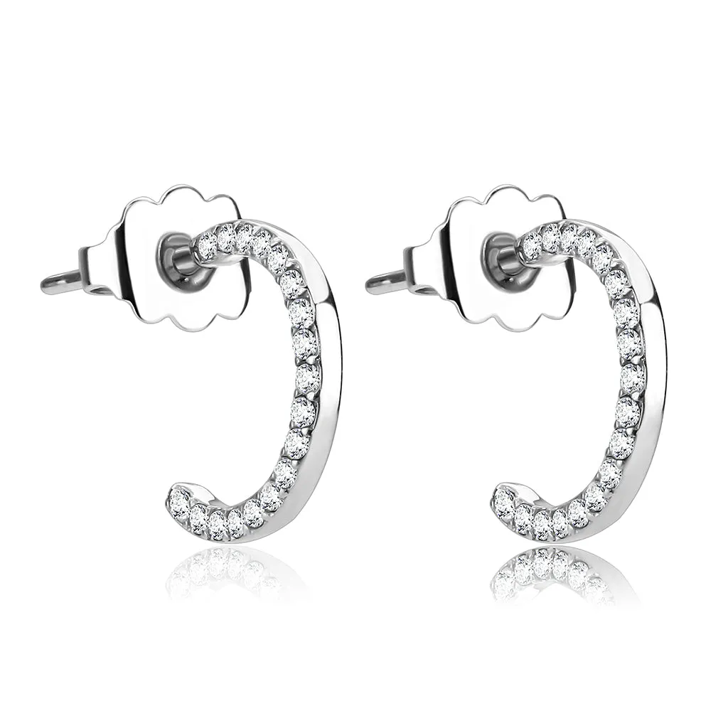 CJ079 Wholesale Women's Stainless Steel AAA Grade CZ Clear Cuff Earrings