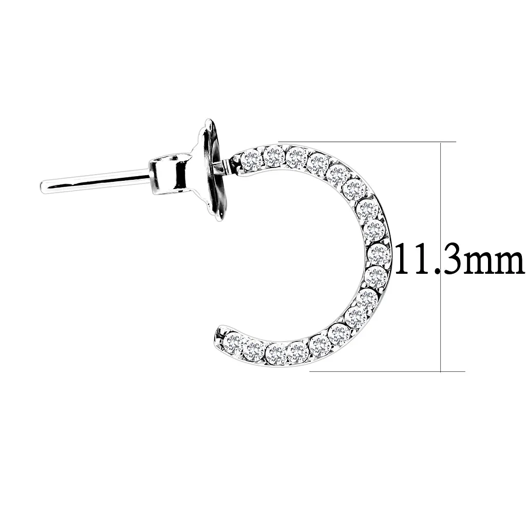 CJ079 Wholesale Women's Stainless Steel AAA Grade CZ Clear Cuff Earrings
