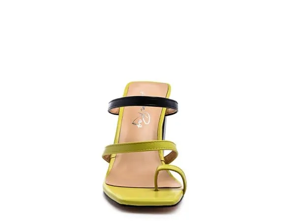 Color Block Heeled Sandal - Green/Black or White/Black