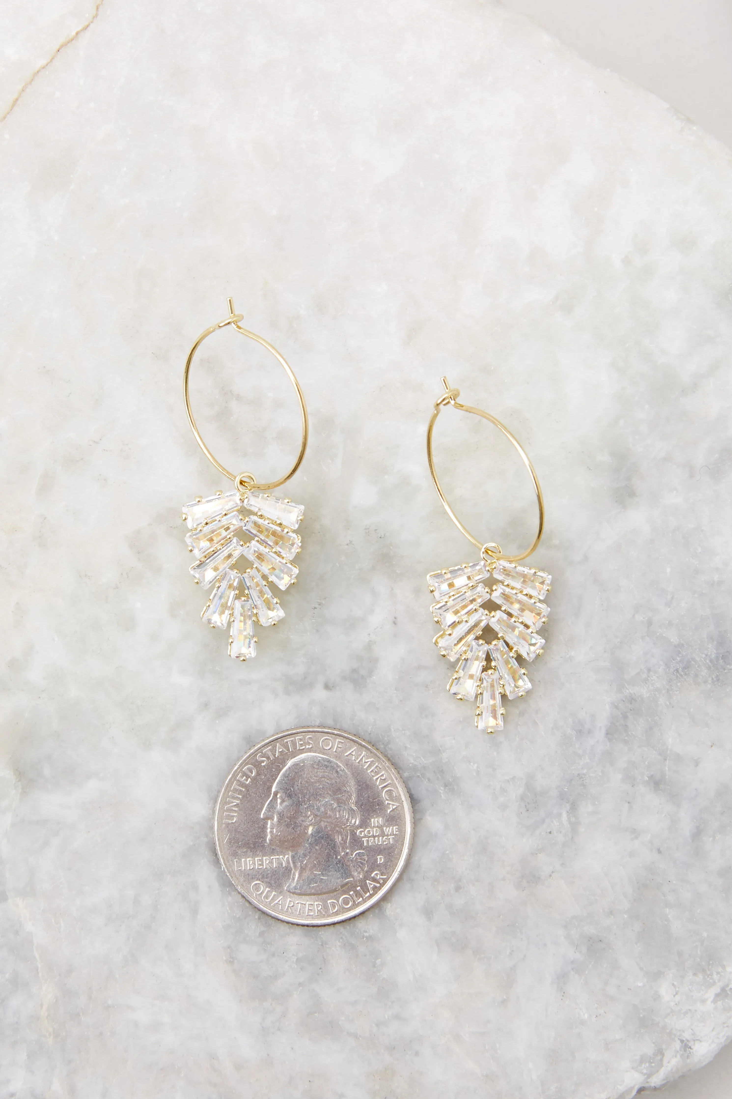 Crystal Leaf Gold Earrings