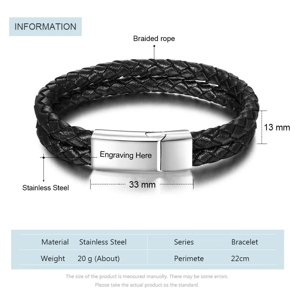 Custom Stainless Steel Doubled Braided Rope Bracelet, Gold & Silver Charm Bracelet with Personalized Name Engraving Option