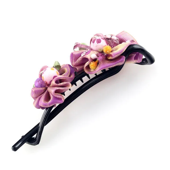 Fabric Floral Twist Hair Barrette