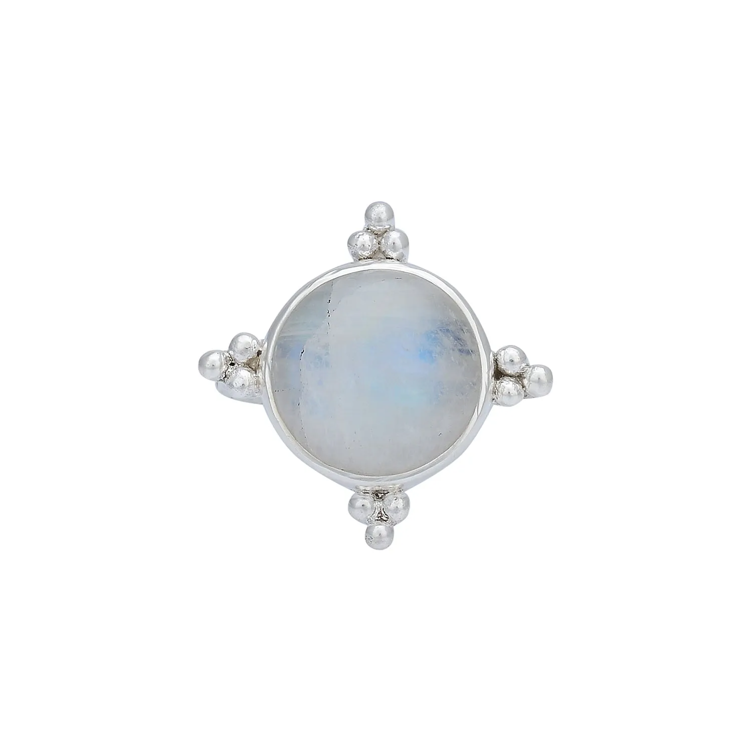 Full Moon Sterling Silver Rainbow Moonstone Ring
