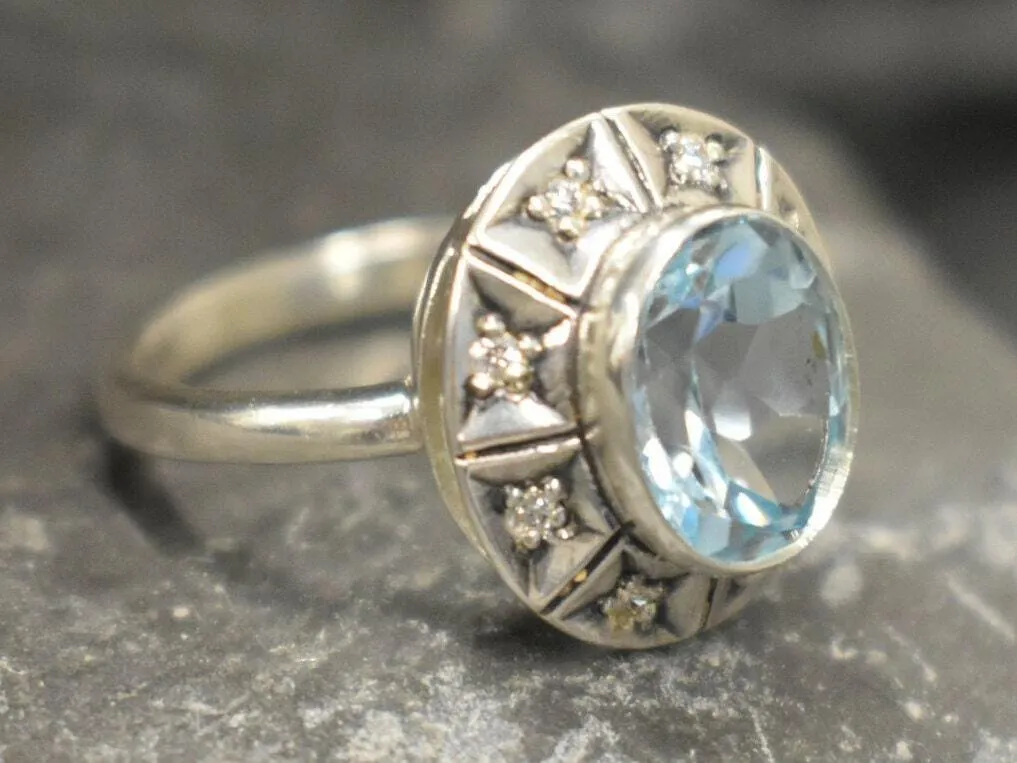 Genuine Topaz Ring - Vintage Topaz Ring - Blue Topaz Ring