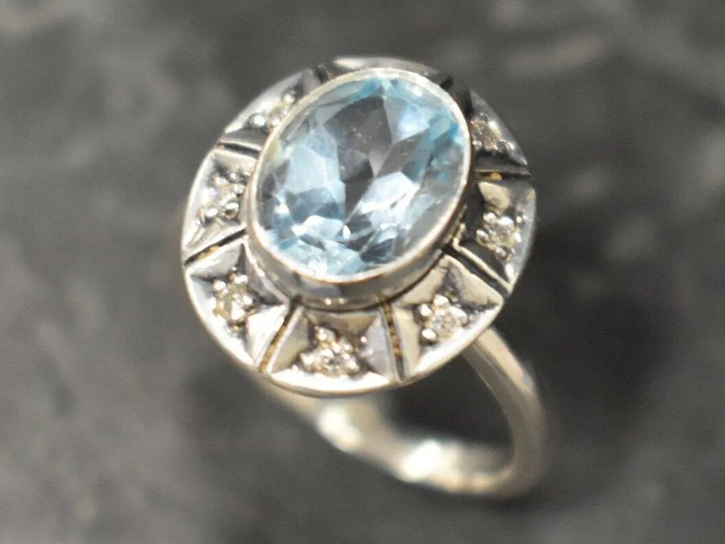 Genuine Topaz Ring - Vintage Topaz Ring - Blue Topaz Ring