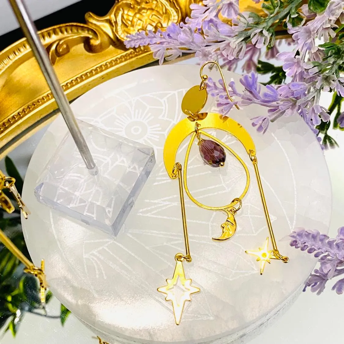 Gold Dipped Moon Star Earrings