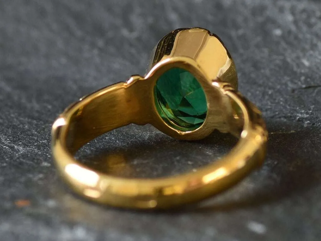 Gold Emerald Ring - Gold Boho Band - Solitaire Emerald Ring