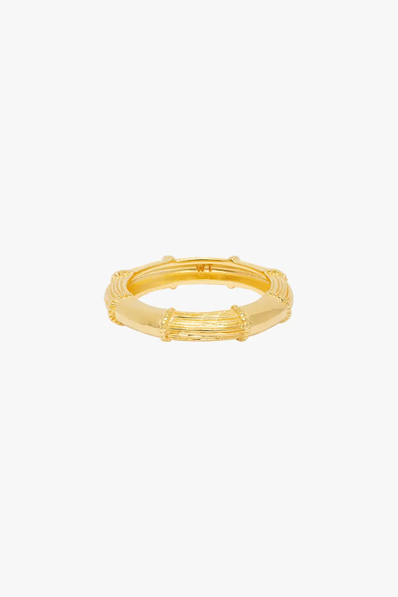 Goldstripe bamboo ring gold plated