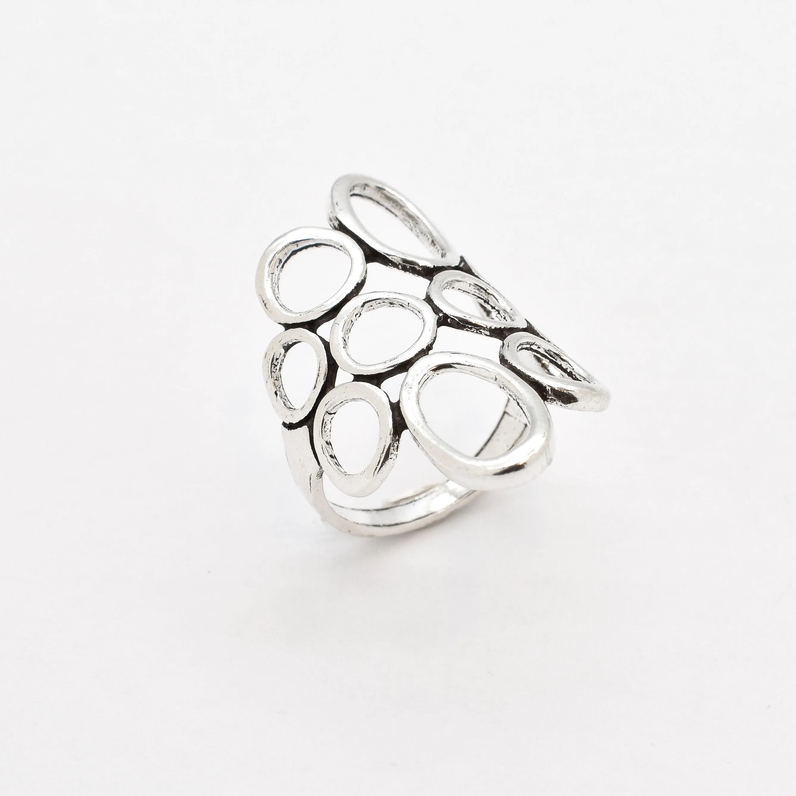 Large Bubble Ring - Artistic Silver Ring - Statement Silver Ring