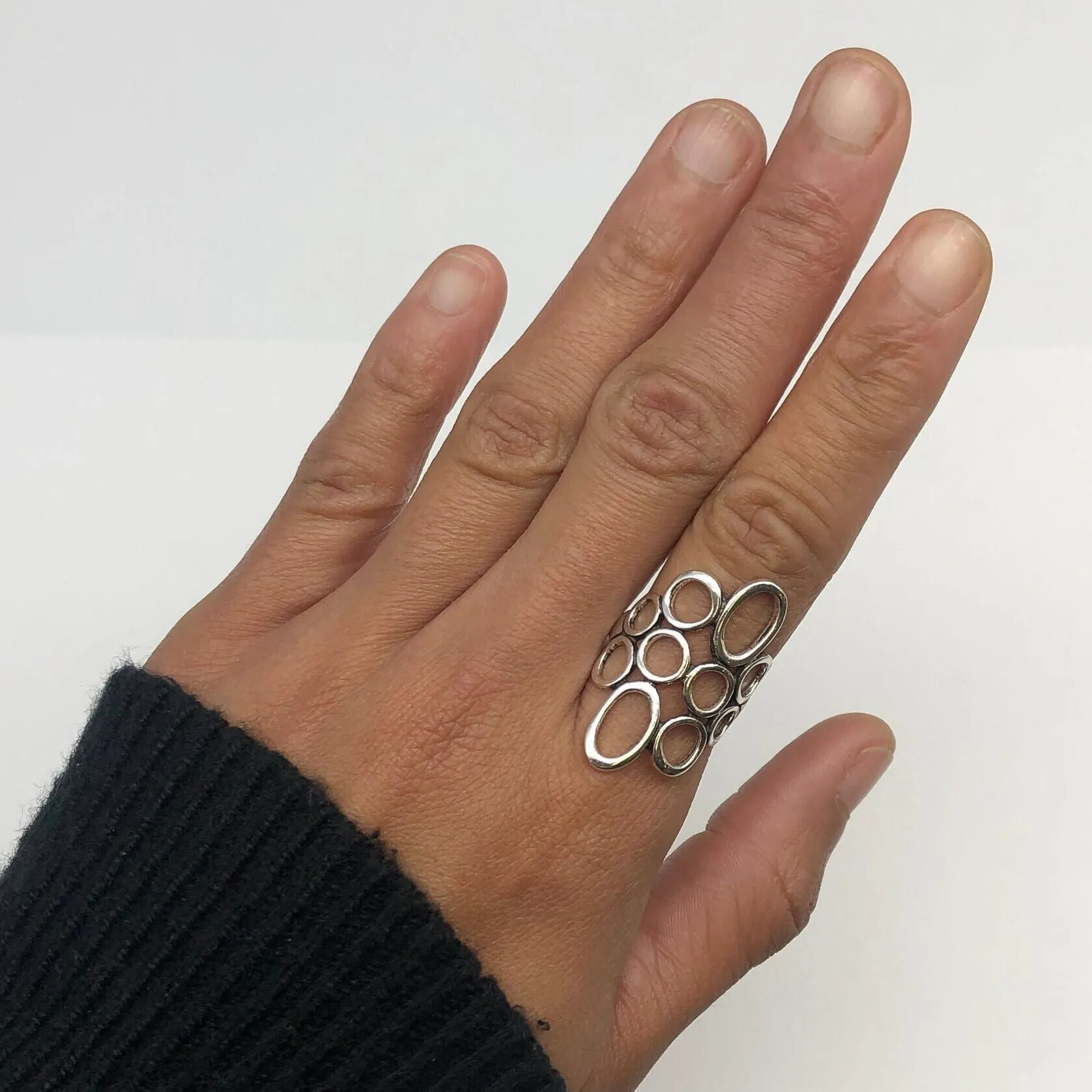 Large Bubble Ring - Artistic Silver Ring - Statement Silver Ring