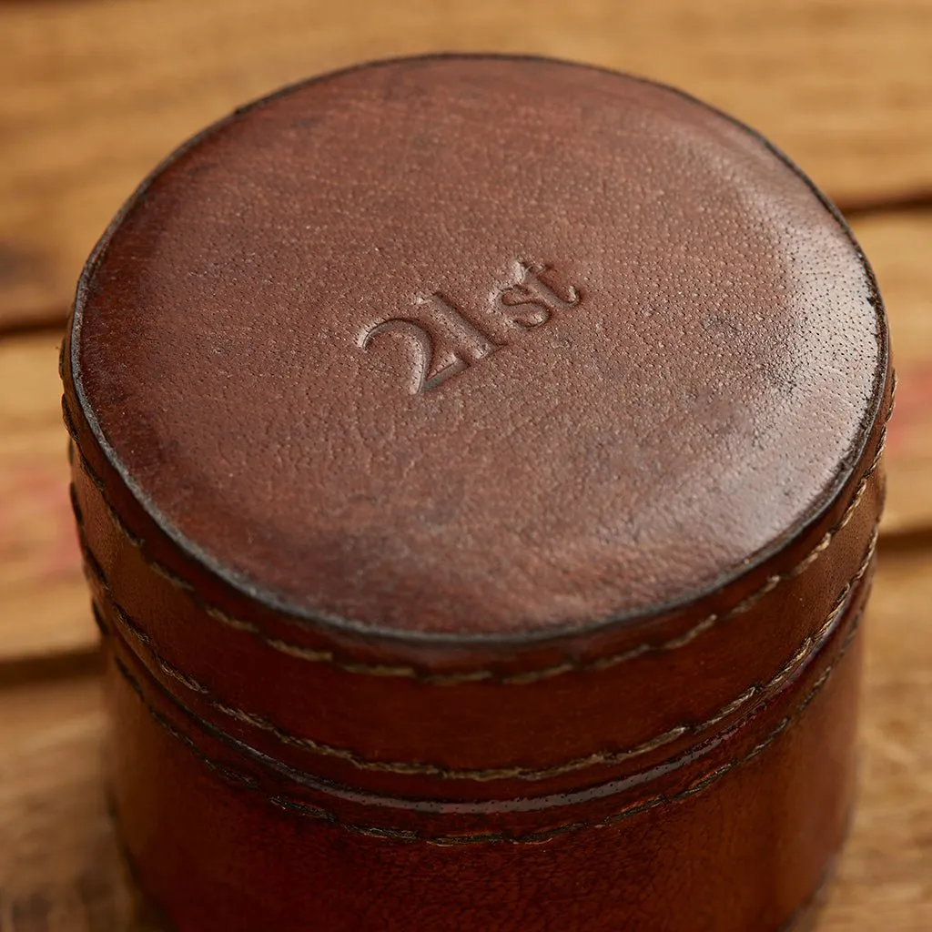 Leather Tiny Round Trinket Gift Box - Inner Ring Holder