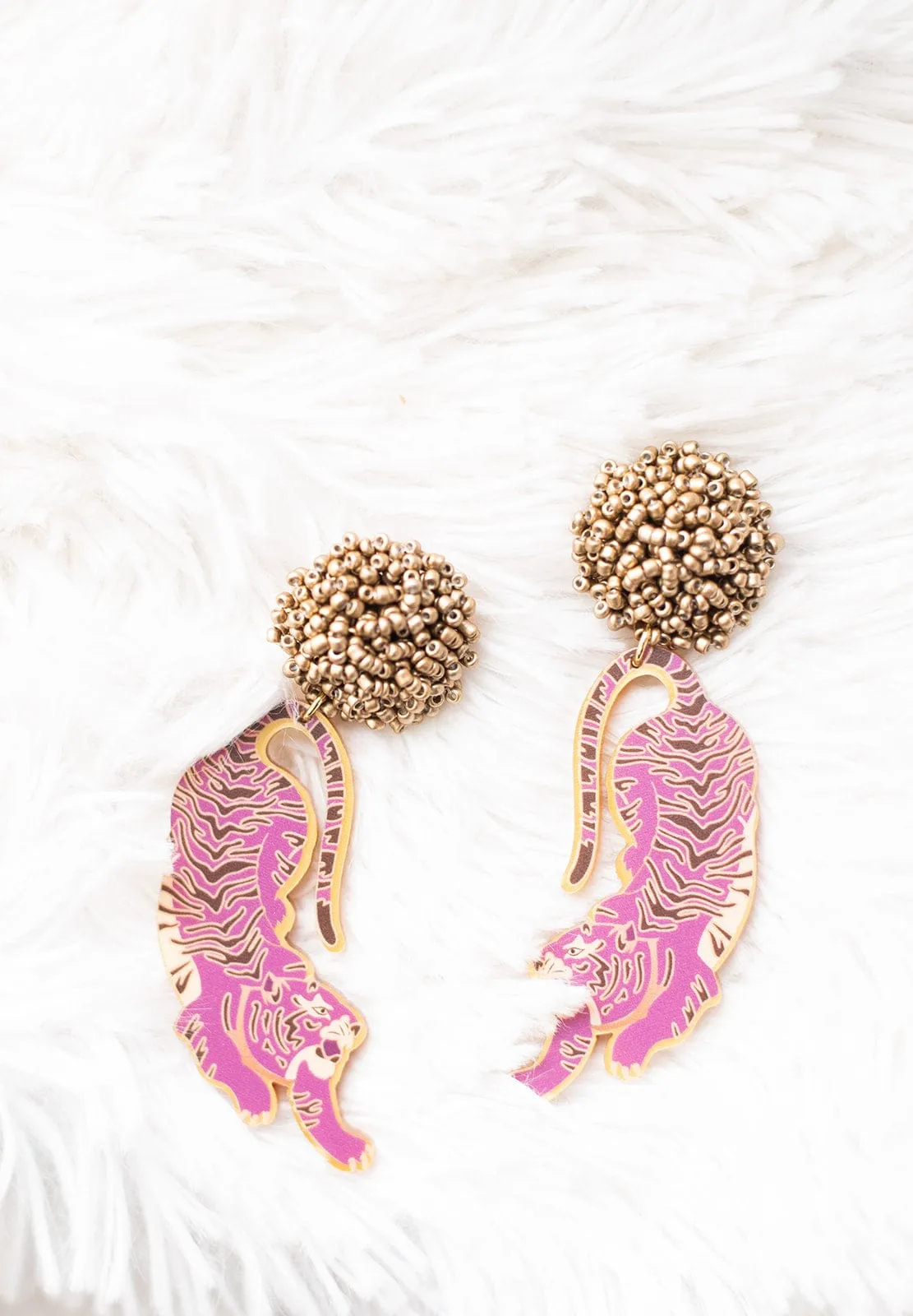 LSU Tiger Beaded Earrings