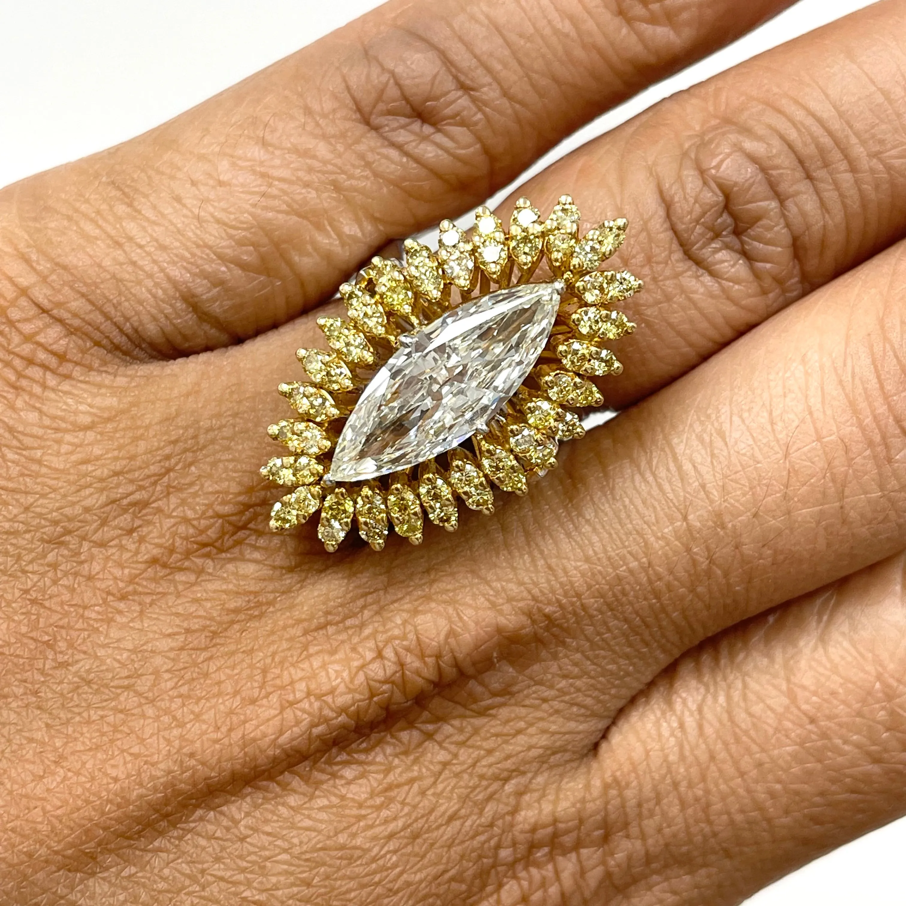 Marquise Diamond Halo Ring (3.75 ct Diamonds) in Gold