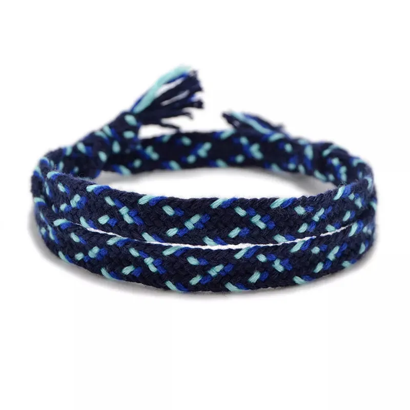 Meetvii Vintage Simple Hand-Made Woven Bracelet for Women Men 1.5cm Width Cotton String Lucky Rope Couple Bracelets Wholesale