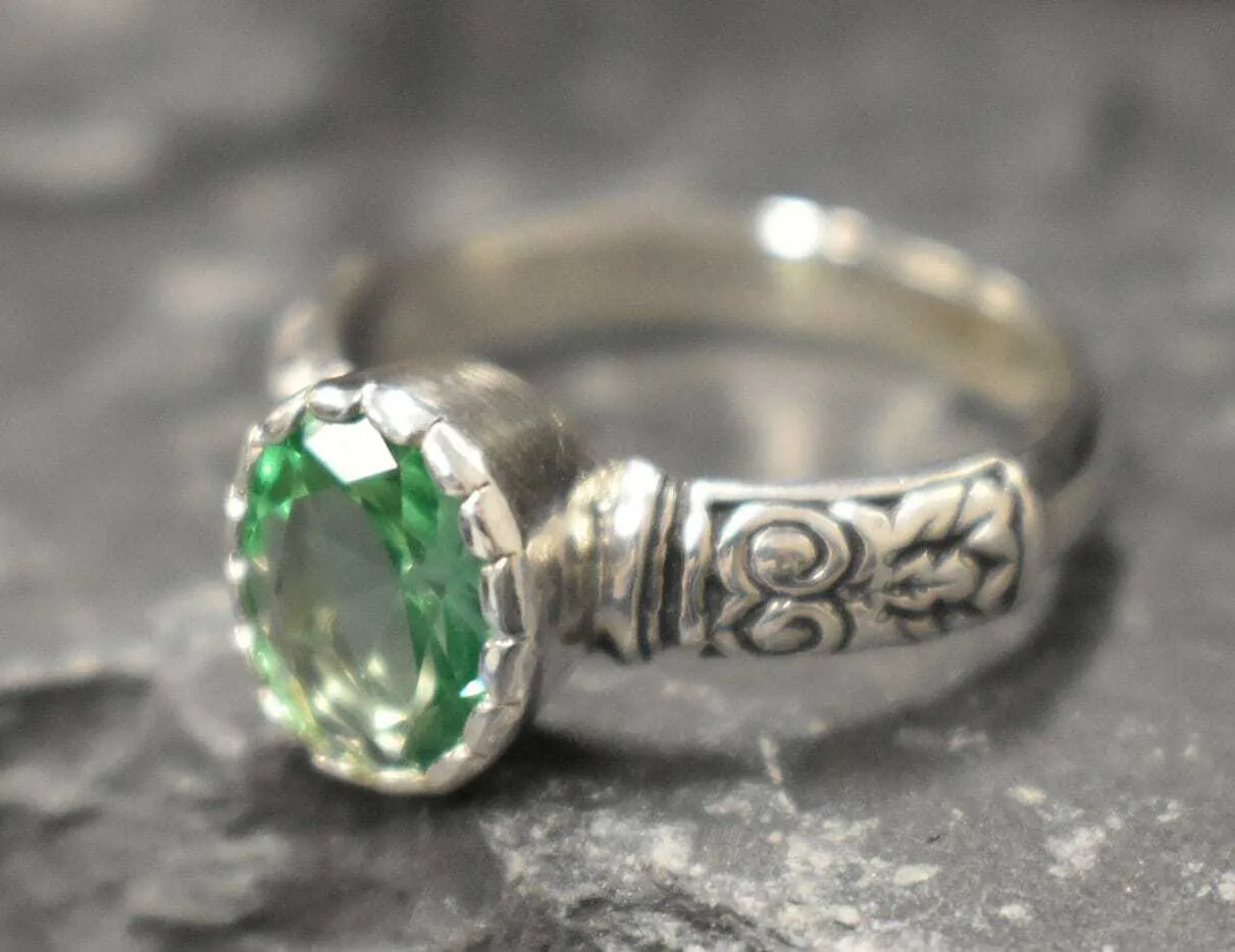 Mint Emerald Ring - Green Tribal Ring - Vintage Boho Ring