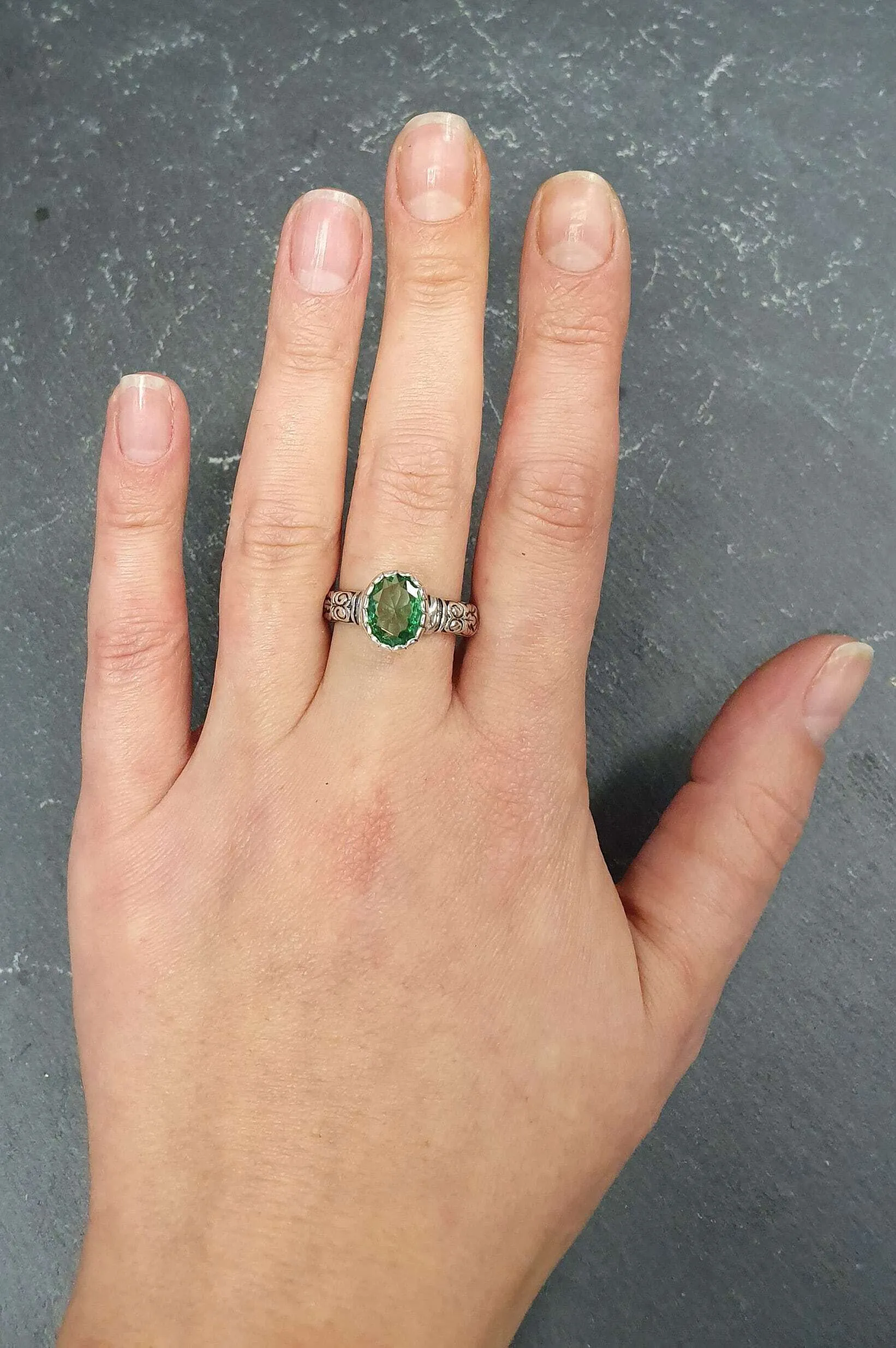Mint Emerald Ring - Green Tribal Ring - Vintage Boho Ring