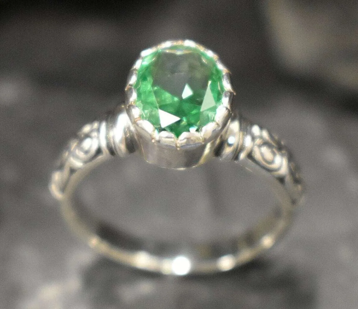 Mint Emerald Ring - Green Tribal Ring - Vintage Boho Ring
