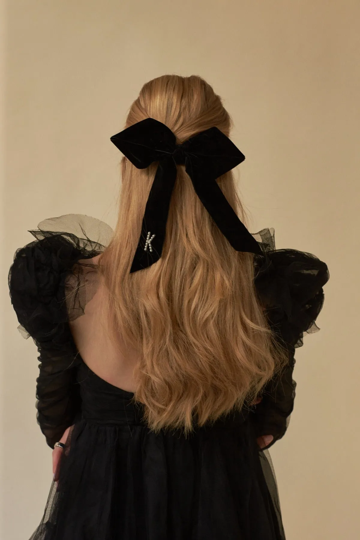 Monogram Crystal / Pearl Bow Barrette