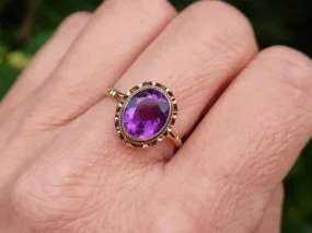 Natural Oval Cut Amethyst Vintage Style Handmade Rings - 14k Gold Vermeil Rings