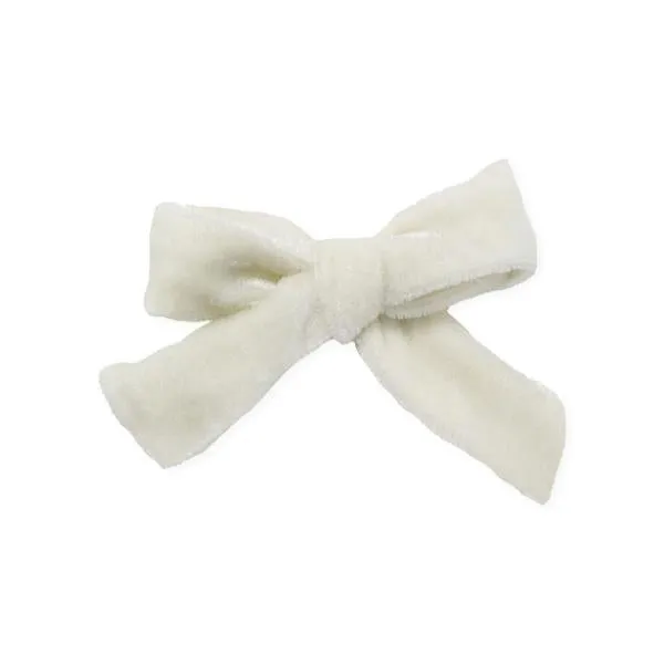 oh baby! School Girl Bow Velvet Medium Clip - Cream