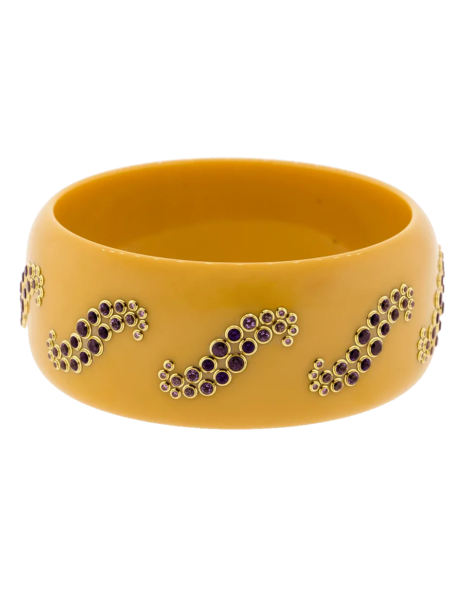 Pink Sapphire, Amethyst, and Garnet Bakelite Bangle
