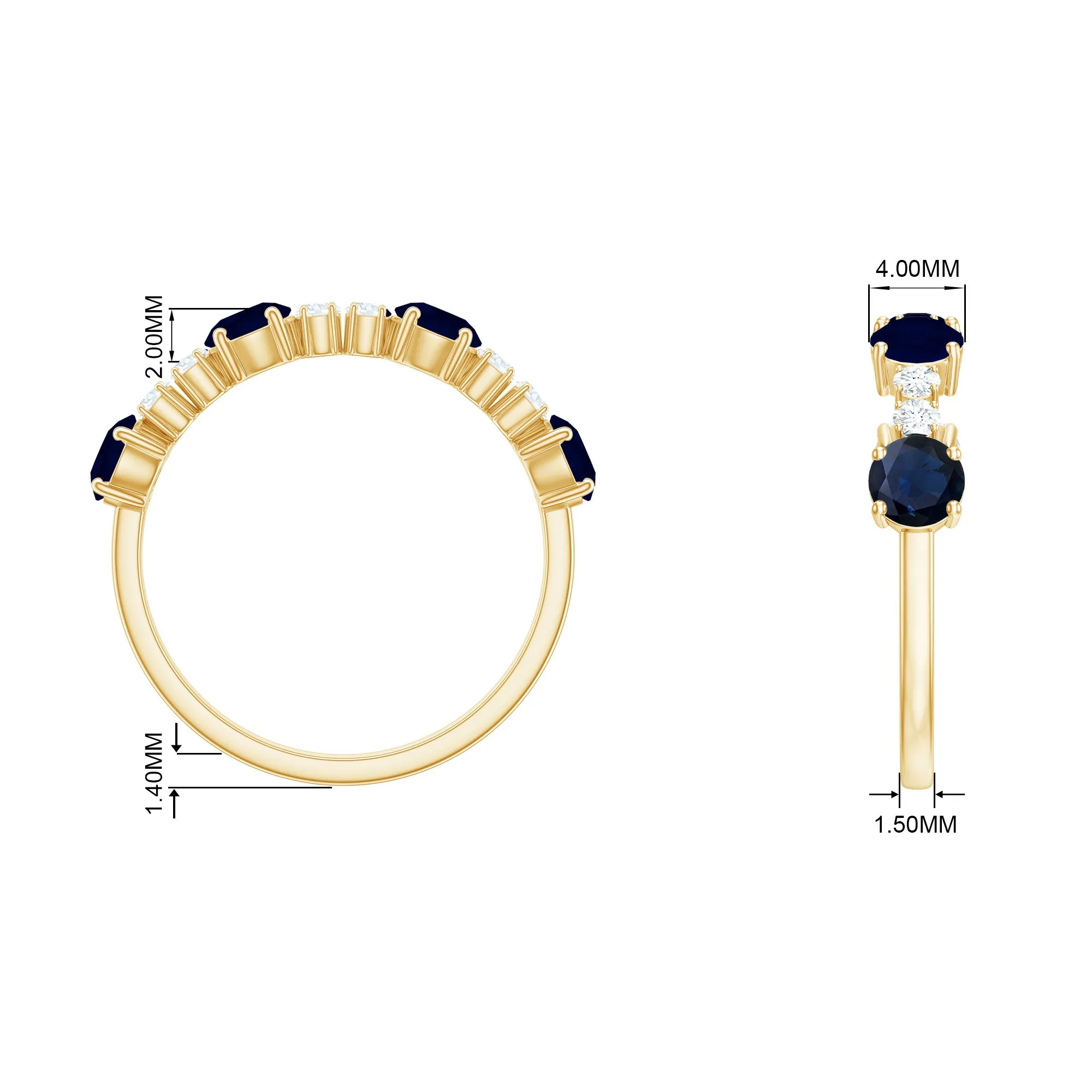 Real Blue Sapphire and Diamond Eternity Ring