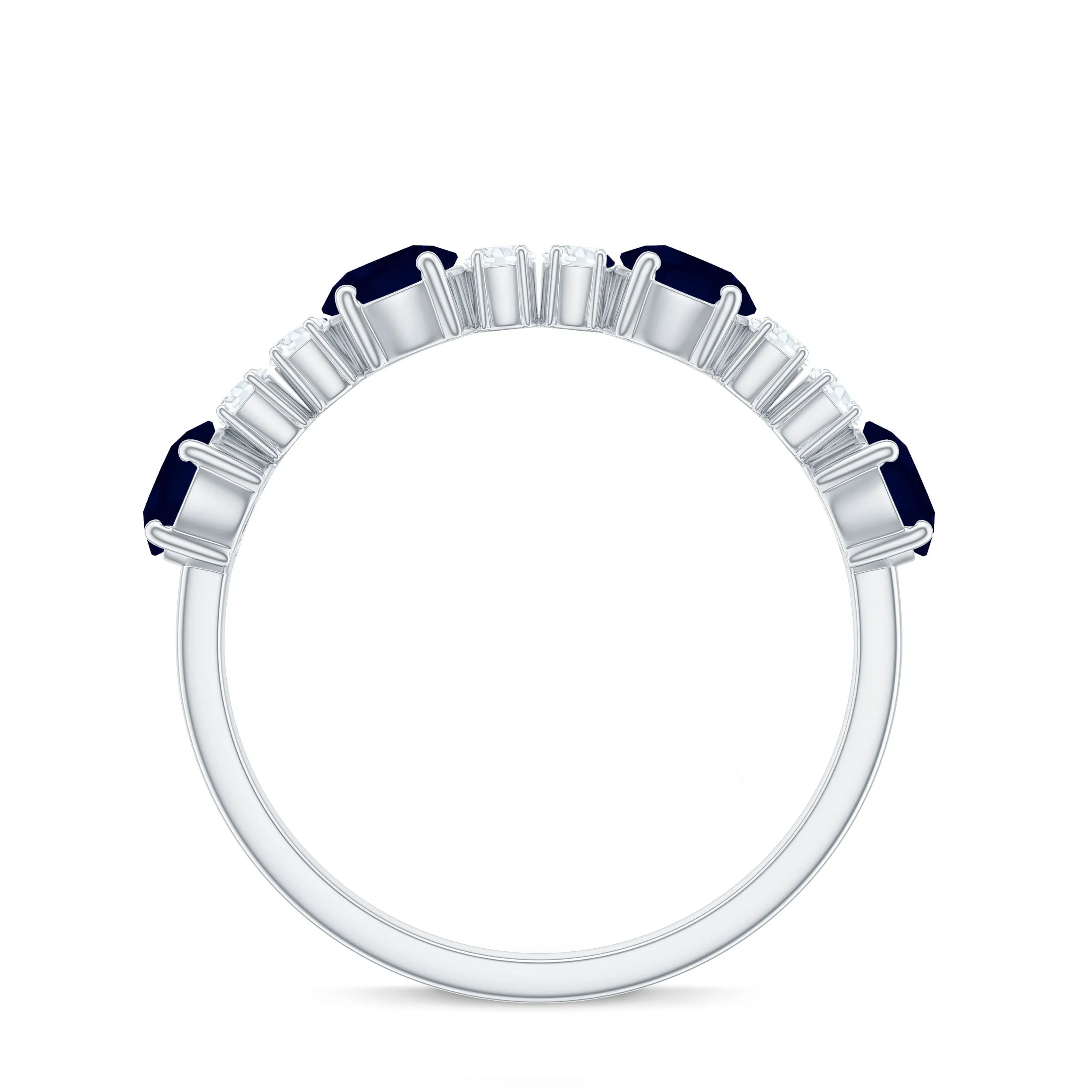 Real Blue Sapphire and Diamond Eternity Ring