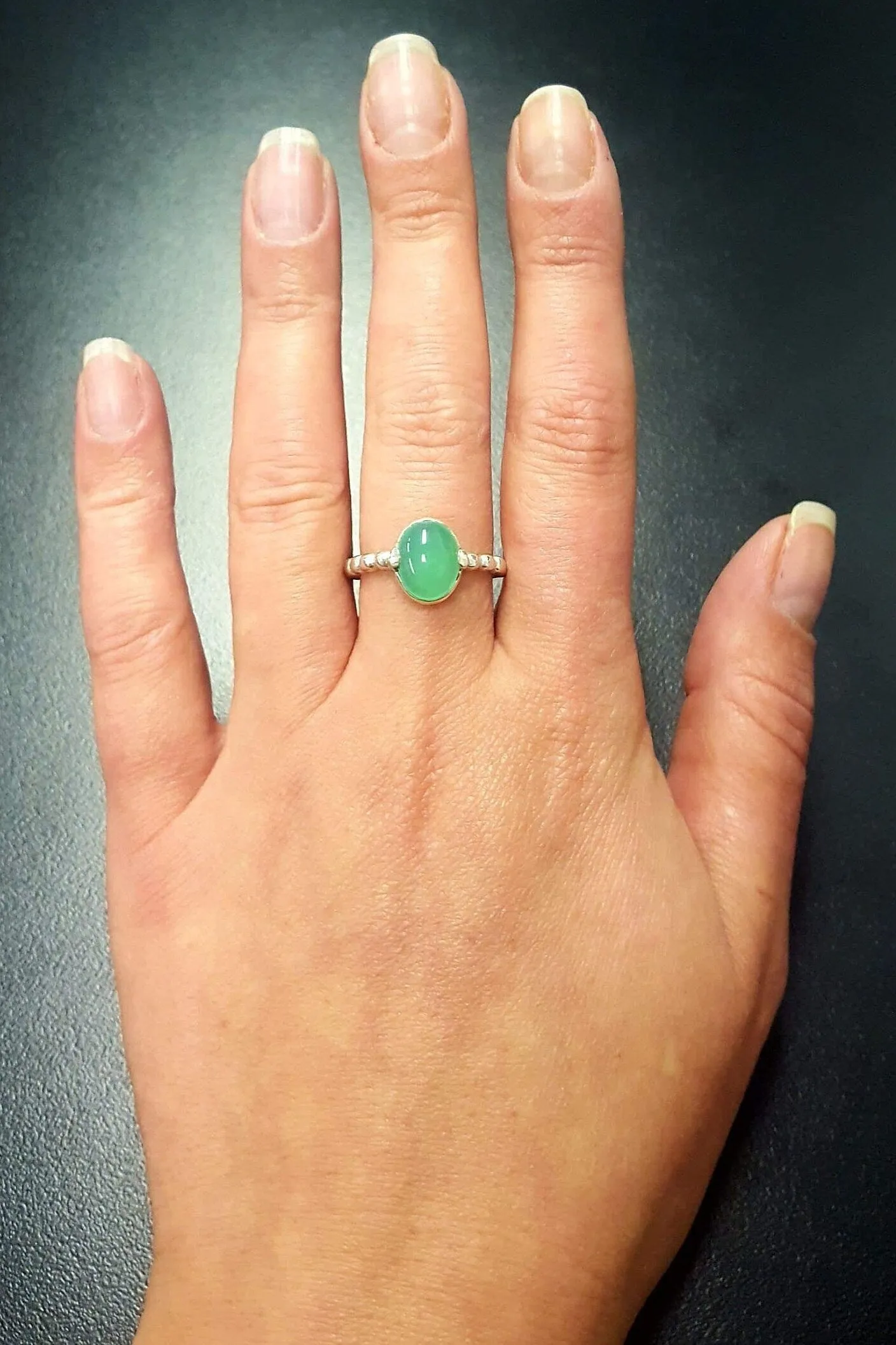 Real Chrysoprase Ring - Green Chrysoprase Ring - Chrysoprase Band