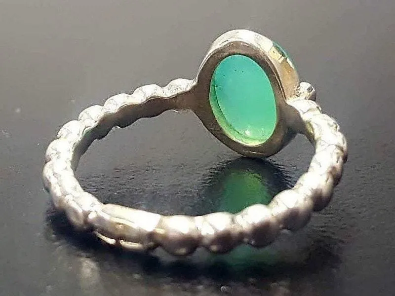 Real Chrysoprase Ring - Green Chrysoprase Ring - Chrysoprase Band