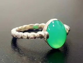 Real Chrysoprase Ring - Green Chrysoprase Ring - Chrysoprase Band